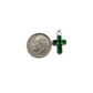 Green Hand-Cut Glass Mini Cross Set in Sterling Silver