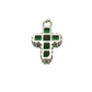 Green Hand-Cut Glass Mini Cross Set in Sterling Silver