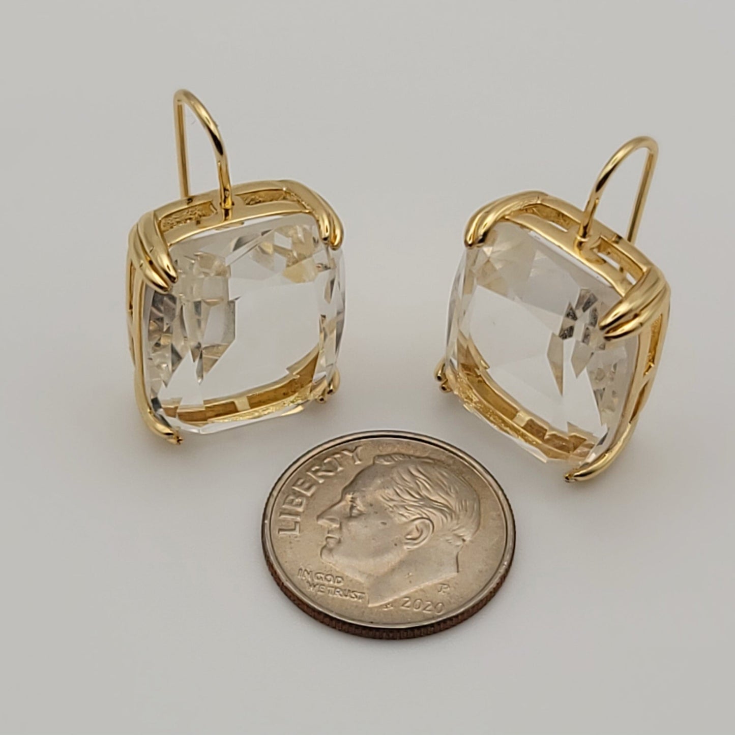 Large Cushion Cut Drop Earrings