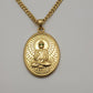 Protection Buddha Medallion with 18" Cuban Link Necklace