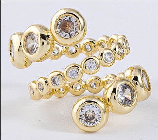 Gold Wrap Ring White CZ