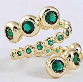 Gold Wrap Ring Green CZ