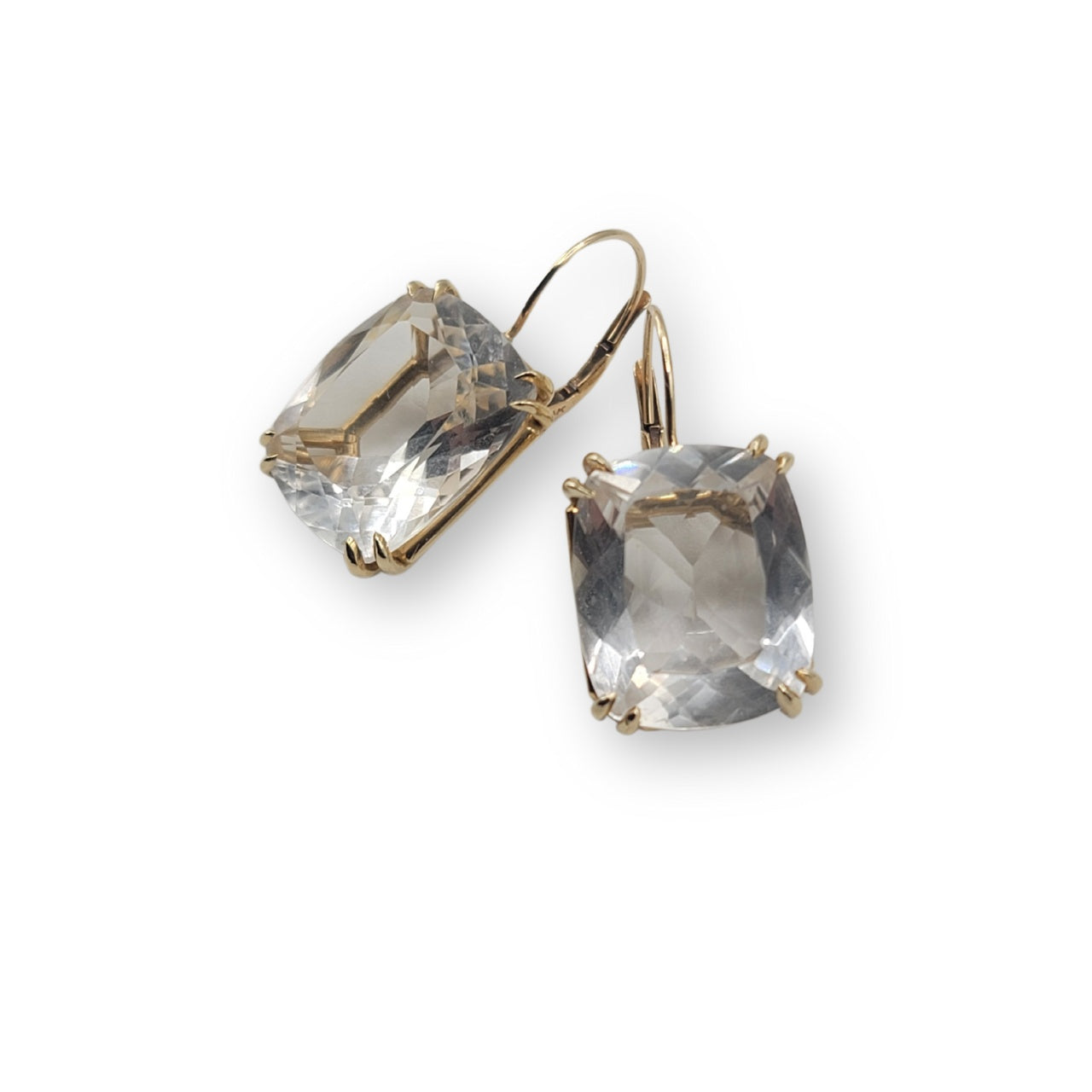 Fine Cushion Cut White Topaz Drop Earrings (MADE TO ORDER)